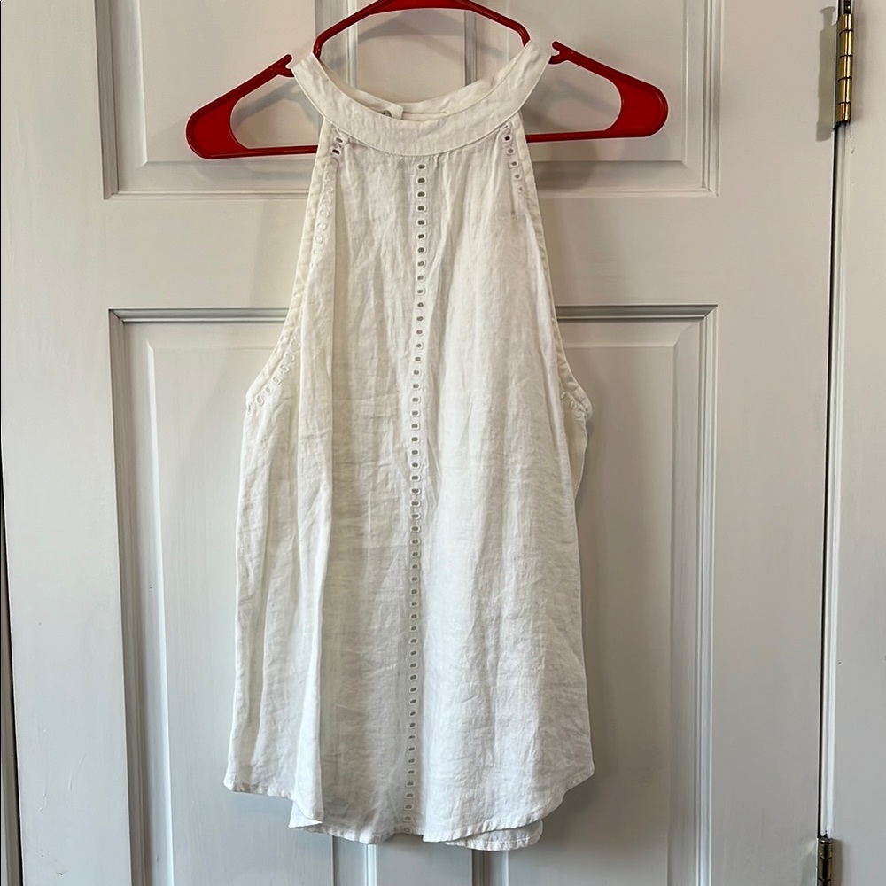 cloth & stone White Eyelet Halter Tank Top
